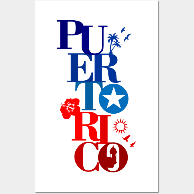 Puerto Rico Flag Colors Boricua Symbols Wall Art by bydarling